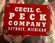 Vintage Metal Advertising Sign.Cecil C Peck Company.Detroit, Michigan picture