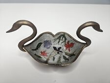 Vintage Solid Brass Double Swan Trinket Jewelry Dish Brass Exchange In  India picture