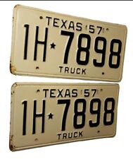 1957 Texas TRUCK License  Plate Pair SET VINTAGE ANTIQUE CLASSIC     NOS ?  picture
