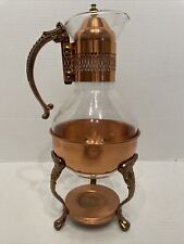 VINTAGE COPPER & GLASS COFFEE/TEA WARMER ON STAND  picture