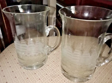 Pair of Etched Clipper Sailing Ships Glass Pint Mugs-Preowned-For Display Only picture