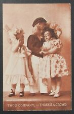 Two's Company Three's a Crowd Vintage Sheahan Postcard Unposted with writing picture