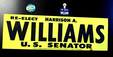 Harrison Williams U.S Senator New Jersey Bumper sticker and pinbacks Abscam RARE picture
