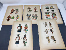 Hopi Indian Native American Kachina Dolls Antique Ethnology 5 Color 1899 Prints picture