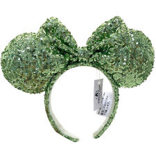 DisneyParks Green Minnie Mouse Bow Sequins Ears Mickey Headband Ears picture