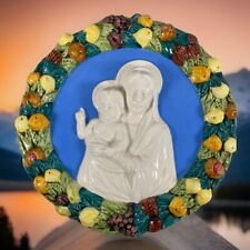 Della Robbia Style Hand Painted Holy Mother & Child 9