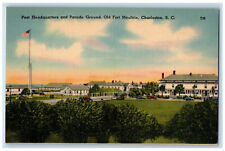 c1950's Fort Moultrie Post Headquarters Parade Ground Charleston SC Postcard picture