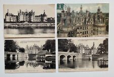 4 1900s litho postcards Château de Chambord France Renaissance Towers Moat picture