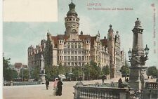 Germany -- Leipzig -- Carl Tauchnitzbrucke und Neues Rathaus -- Postcard  picture