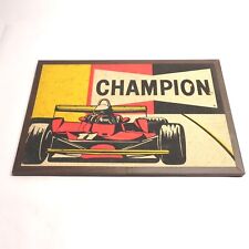 VINTAGE CHAMPION SPARK PLUGS CORK BOARD INDY RACER PREOWNED SURFACE WEAR 16