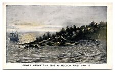 Antique Lower Manhattan 1609 as Hudson First Saw It, NY Postcard picture