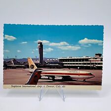 VTG Postcard Colorado Denver Airport Continental Plane Stapleton Int Souvenir Sk picture