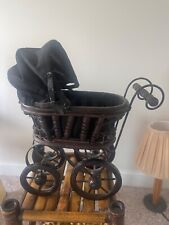 Antique Victorian Baby Doll Stroller Vintage Wicker Wood Iron Baby Doll Carriage picture