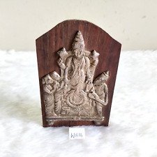 Vintage Handcrafted Lord Vishnu Silver Art Statue Figure Rosewood Frame Old W874 picture