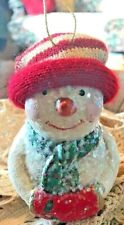 Cute Resin Snowman Christmas Ornament W/Knit Stocking Cap picture