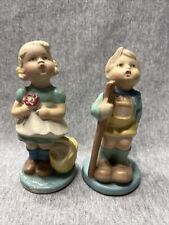 VTG 1950's Coventry Ware Chalkware Figurines Girl and Boy Staring at the Sky picture