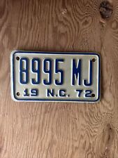 1972 North Carolina Motorcycle License Plate picture