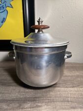 Vintage Stainless Buenilum Pyrex Glass Lined Ice Bucket Lid Wood Finial Barware picture
