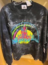 2024 Walt Disney World 4 Parks Tie Dye Black Neon Castle Figment Sweatshirt LRG picture