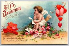 Postcard To My Valentine Cupid Letter Hearts *CA909 picture