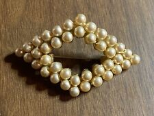 Vintage Goldtone Faux Pearl Pin Brooch Jewelry 3