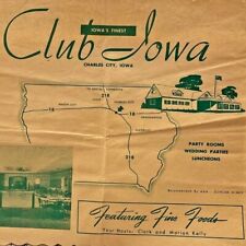 1960s Club Iowa Restaurant Paper Placemat Mat Charles City Clark Marion Kelly picture
