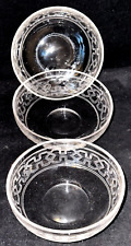 Set 3 Antique Elegant Sauce Bowls Etched Geometric Boston Sandwich Glass Museum picture