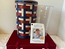 RARE 2016 LONGABERGER AMERICAN PRIDE VASE BASKET/PROTECTOR RED/WHITE/BLUE NWT picture
