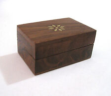 Star Sun Flower Wooden Wood Trinket Pill Box Brass Accents 3