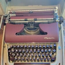 Vintage Olympia SM3 Deluxe Burgundy and Gray Portable Manual Typewriter W/ Case picture