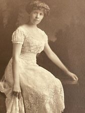 CG) Photograph Fancy Wealthy Woman White Dress 1900-1910's Pretty Beautiful picture