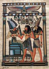 Rare Authentic Hand Painted Ancient Egyptian Papyrus-Osiris, Seti and Horus picture