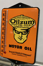 Vintage Style Oilzum Motor Oil Sales Service  Porcelain Thermometer Sign picture