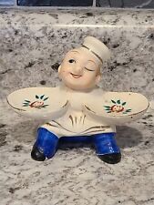 Antique Hand Painted Porcelain Winking Chef Jewelry Tray 3x4x2”Japan picture