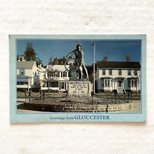 Fisherman's Memorial Statue Gloucester Massachusetts Vintage Chrome Postcard   picture