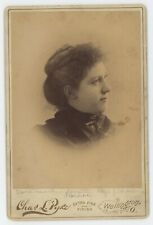 Antique Circa 1880s ID'd Cabinet Card Lovely Woman Named Florence Wellington, OH picture