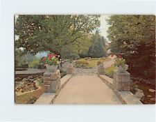 Postcard Stone Bridge & Garden of Flowers Blowing Rock North Carolina USA picture