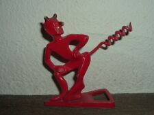 Vintage Metal Red Devil Wine Corkscrew Beer Bottle Opener Demon Satan Lucifer picture