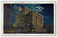 c1930's First National Bank Bldg. By Night Scranton Pennsylvania PA Postcard picture