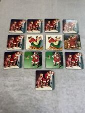 VTG Coca Cola Christmas Coasters Santa Claus Cork Backing Set Of 13 picture
