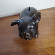 Vintage Metal Piggy Bank Pig Missing Its Key Coin Collector  picture