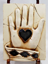VINTAGE SID DICKENS HAND WITH HEART TILE WALL PLAQUE MEMORY BLOCK T-08 RETIRED picture