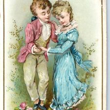 c1890s Cute Victorian Children Dance Embossed Trade Card Bourgeois Fashion C35 picture