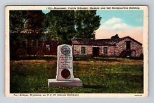Fort Bridger WY-Wyoming, Monument, Prairie Schooner, Antique, Vintage Postcard picture