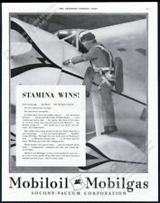 1933 Wiley Post photo with plane Mobil Oil Gas vintage print ad picture