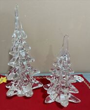 Vintage Art Glass Christmas Trees Crystal Clear  8