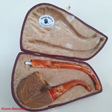 AGovem Handmade Double Stem Full Bent Meerschaum Smoking Tobacco Pipe AGM-1792 picture