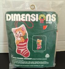 VTG NOS Dimensions Crewel Kitten In Stocking Ornament 8034 picture