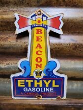 VINTAGE ETHYL PORCELAIN SIGN BEACON NEW YORK CAMINOL GAS OIL SERVICE COMPANY picture