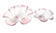 2 Mikasa Bowls Crystal Rosella Pink Ruffled Vtg Raised Floral Lg 11